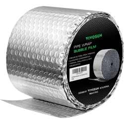 VIVOSUN Double Bubble Reflective Foil Insulation, 6 inch x 25 Ft Insulated Pipe Wrap, 10mm Size Bubble Film, Pipe Insulation Wrap Duct wrap for Weatherproof Attics, Windows, Garages